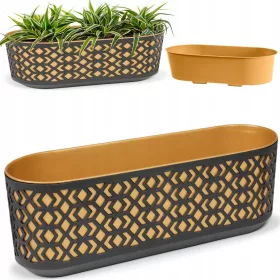   Lamela posuda za cvijeće 19,5 cm x 60 x 20,5 cm plastična crna, nijanse žute i zlatne