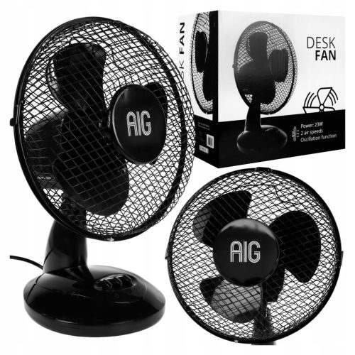  VENTILATOR VENTILATOR CRNI RADNI STOL OSCILACIJA TIHA I SNAŽNA 27 CM