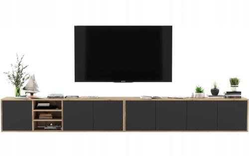 TV stalak s visećim elementom Loft TV komoda Black MAT 300