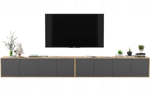 Hanging TV Stand and Loft TV Cabinet, Graphite MAT, 300 cm