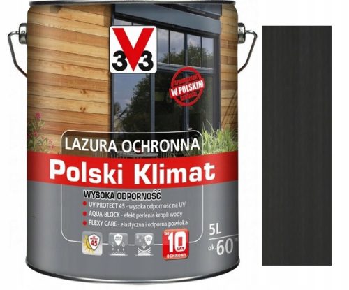 Zaštitni lak V33 122418 antracit 5 l - Profesionalna lazura za vanjsko i unutarnje drvo