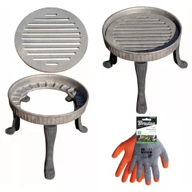  TRIPOD STAND CAST IRON POT GRATE GLOVES