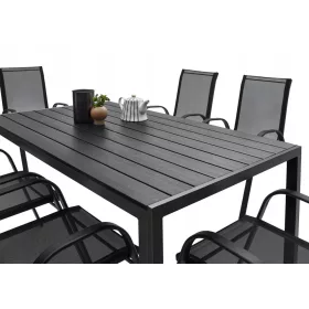 Vrtni set POLYWOOD TARAS 6+1 s crnim tkanim tekstilom