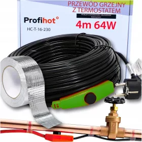 profiHOT Grijaći Kabel za Cijevi s Termostatom 64W 4M