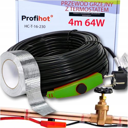 profiHOT Grijaći Kabel za Cijevi s Termostatom 64W 4M