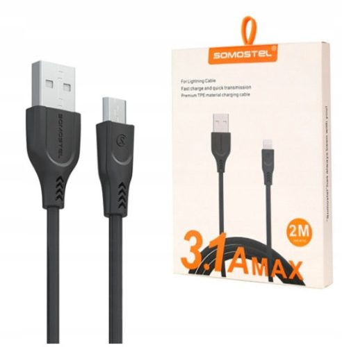 Kabel za punjenje Somostel microUSB 3.1A 2m crni