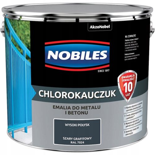 Nobiles klorirani emajl za metal, 10 l, nijanse sive i srebrne, sjajni
