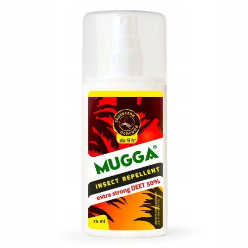  Mugga Deet sprej protiv komaraca i krpelja 50% 75 ml + Samoljepljive etikete u pravokutnim listovima 1 kom.