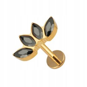  Labret naušnica od titana, zlatna, crna, 1,2/8