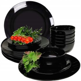 Super set za večeru za 12 osoba, 36 komada, crni sjaj