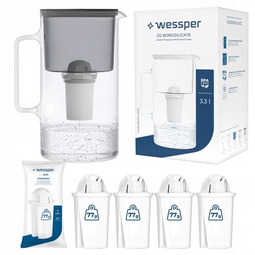 D2 Borosilicate Aquaclassic stakleni filter vrč 3,3 l crni