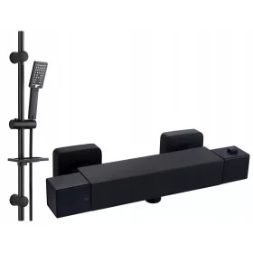   Reihe Cubic CUB-ZND-BL nadgradni tuš set + Reihe TERMO 03-BL crna tuš slavina