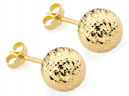 PREKRASNE ZLATNE NAUŠNICE pr. 585 14k LOPTE 8mm ŠTAP