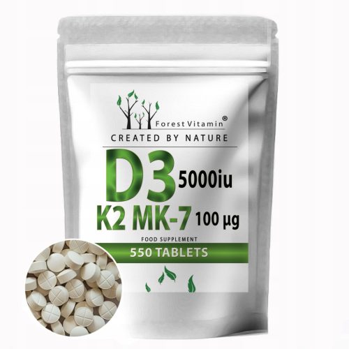 Forest Vitamin® Vitamin D3 5000 IU i K2 MK-7 100 µg - 550 Tableta