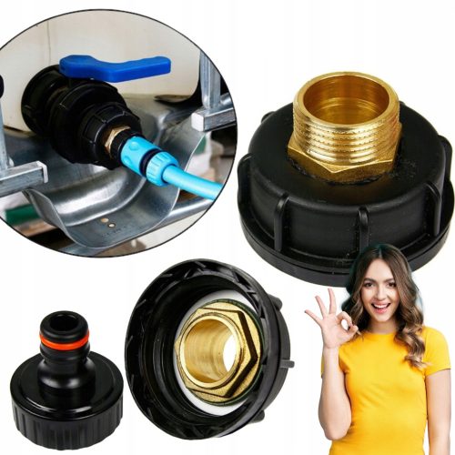 Vrtni adapter za spremnik IBC 1000l s priključkom za crijevo 1 inča - Kvalitetan proizvod za jednostavno povezivanje crijeva na spremnik. Ovaj plastični adapter s navojem promjera 61 mm i priključkom 