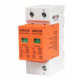   Ograničnik zaštitnik prenapona 2-polni B+C, 30-60 kA, za montažu na šinu TH35. Zaštita elektroaparata od prolaznih prenapona, smanjujući trajanje i frekvenciju struje. Ograničnici tipa "1+2" pružaju z