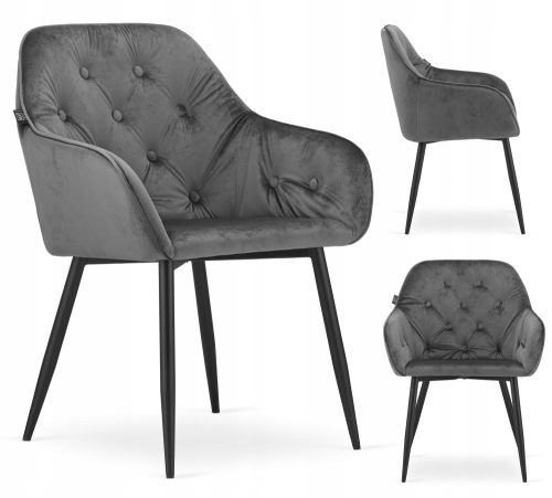 Stolica Muf-Art Lux, velur, nijanse sive, 1 kom.