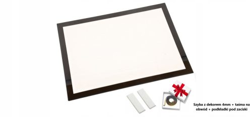 STAKLO ZA KAMIN SA DEKOROM 67x48, OTPORNO NA TOPLINU