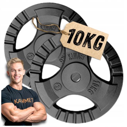 Set utega za vježbanje u teretani Kawmet Tri-Grip 2x10kg 28,5mm