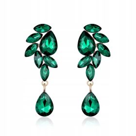Viseće zelene naušnice sa smaragdnim kamenčićima 5 cm