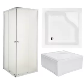   Invena Parla tuš kabina s kliznim vratima 80 x 80 cm + kvadratna tuš kada Besco Igor 80 x 80 cm bijela