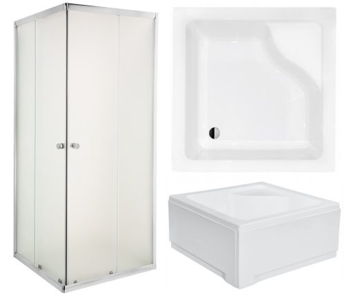 Invena Parla tuš kabina s kliznim vratima 80 x 80 cm + kvadratna tuš kada Besco Igor 80 x 80 cm bijela