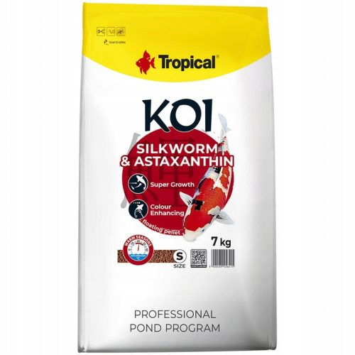 Tropska Koi Svilena gusenica & Astaksantin hrana za ribe 7 kg