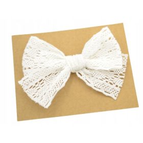   Velika bijela čipkana mašna za kosu za krštenje i prvu pričest