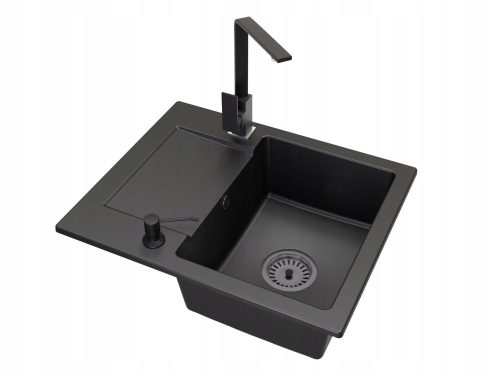 Granitni sudoper BRADO DONZO s jednom komorom NOOK FATTER DISPENSER CRNI SIFON crni granit
