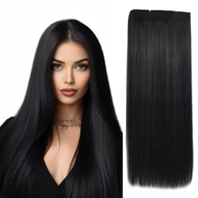 enska ekstenzija za kosu - Ravna špica od 60 cm - Crna boja