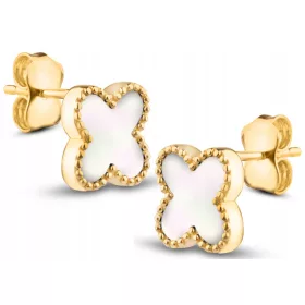 ZLATNE DJETELINSKE NAUŠNICE S MASA PERLOVA 585