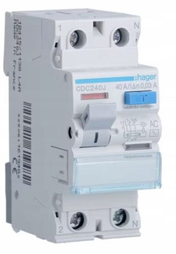 Hager zaštitni prekidač na diferencijalnu struju 230 V IP20 40 A
