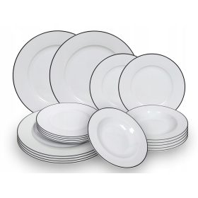 Crna i Bijela Porculanska Posuda za Jelo 18 kom.