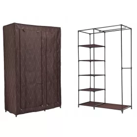   Garderoba Vitto Kaja smeđe boje 110 x 175 x 45 cm - Sklopivi ormar od tekstila s vješalicama i policama za praktično odlaganje odjeće i dodataka. Idealno rješenje za dom, ured ili kampiranje. Izrađena