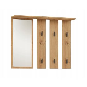 Vješalica za odjeću s ogledalom hodnik Parma Artisan Hrast