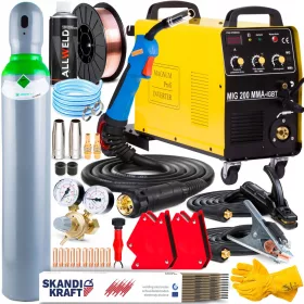   Magnum MIG 200 MMA KN IGBT Inverterski Aparat za Zavarivanje 230V 200A Aluminijski Set