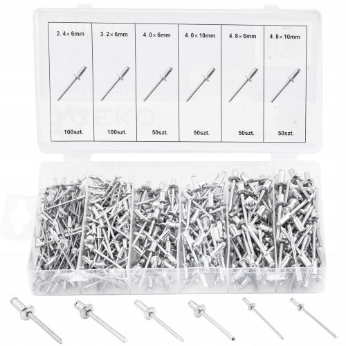 Nitovi za popunjavanje rupe Geko G02927 - Set od 400 aluminijskih slijepe zakovice