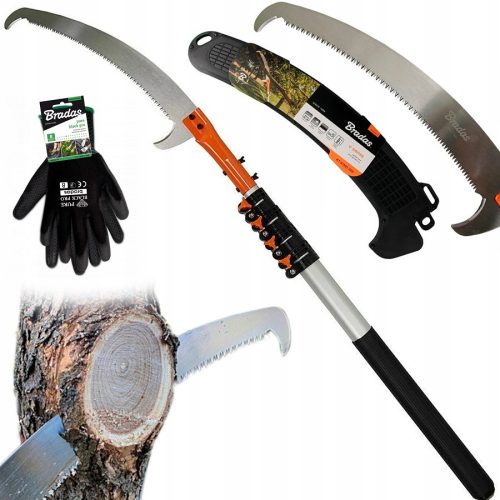  Teleskopska pila s kukom BRADAS 5,5 m list 360 mm obrezivanje drveća 5,5 m + Bradas PURE BLACK PRO rukavice veličina 9 - L 1 par