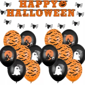   Set za Halloween dekoracije - Narančasto-crveni dekorativni baloni i konfeti