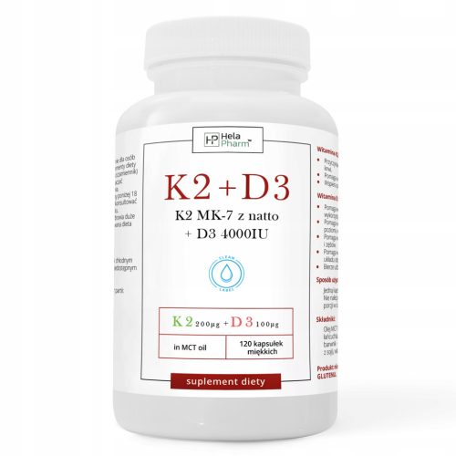 Vitamin K2 MK-7 200µg + D3 100µg 4000IU u MCT ulju za jačanje kostiju i imuniteta