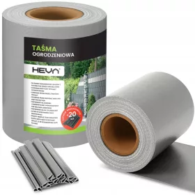 HEVA traka za ogradu 19 cm x 35 m siva + 20 kopči