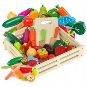 Drveno voće i povrće za rezanje na magnetu u dječjem setu