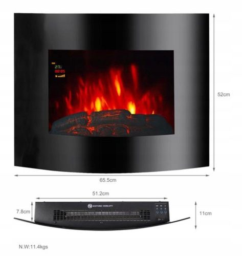 Električni zidni kamin El Fuego Aarau s funkcijom grijanja, pilotom i LED efektom