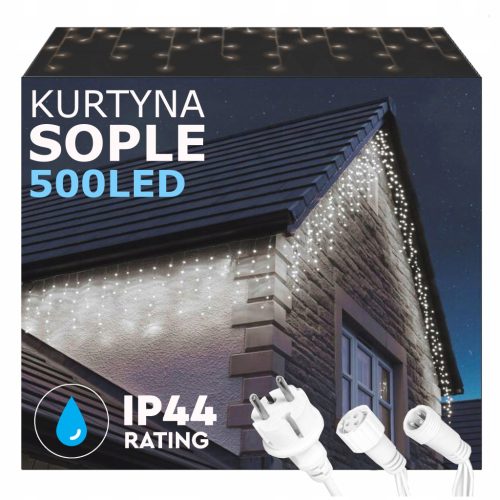 Svjetlosna zavjesa Focla za vanjsku upotrebu s 500 LED lampica - IP44 certificirana, trajna svjetlost, dužine 21 metar, bez potrebe za programatorom. Moderni dizajn s LED diodama osigurava energetsku 