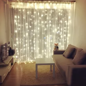   Kreativna Girlanda Svatko za Zavjese 300 LED 3mx3m + USB + Daljinski Upravljač