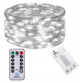   Lampice za unutarnje božićno drvce 100 LED hladno bijele na baterije + daljinski upravljač