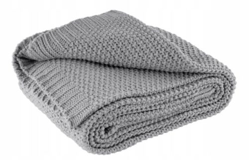 Warm and Cozy Knitted Blanket, Gray, 140x190cm