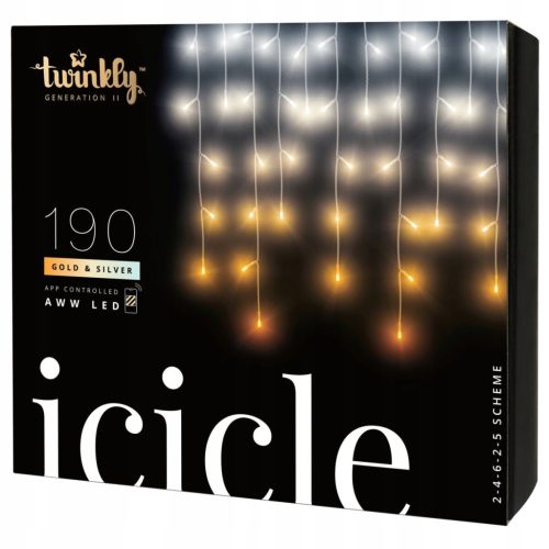 Twinkly Božićne Sople 190 LED AWW Zlatno-Srebrne