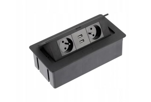 Električna utičnica sa dva USB porta GTV crna