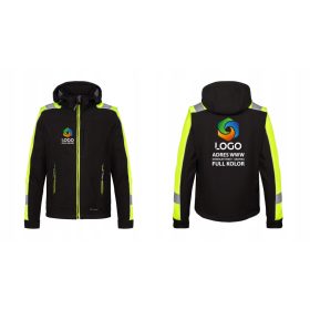    Radnička jakna s upozorenjem o zaštiti na radu s kapuljačom s printom vlastitog logotipa, veličina L